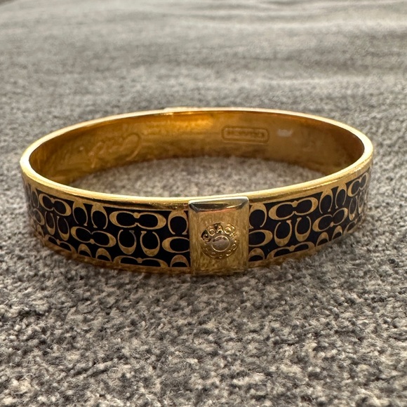 Coach Jewelry - COACH Gold and Blue Enamel Bangle Bracelet